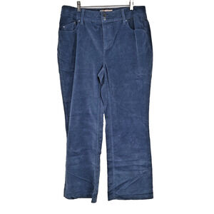 Faded Glory Woman's Blue Corduroy Stretch Straight Leg Pants Size 18W Pockets